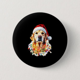 Golden Retriever Funny dog Christmas Santa Hat lig 2 Inch Round Button