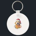 Golden Retriever Funny dog Christmas Santa Hat lig Keychain<br><div class="desc">Golden Retriever Funny dog Christmas Santa Hat lights tree Men Women Kids (1)</div>
