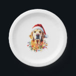 Golden Retriever Funny dog Christmas Santa Hat lig Paper Plate<br><div class="desc">Golden Retriever Funny dog Christmas Santa Hat lights tree Men Women Kids (1)</div>