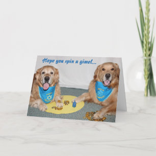 Golden Retriever Game of Dreidel Hanukkah Holiday Card