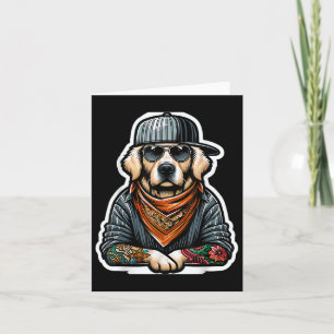 Golden Retriever Gangsta Costume Tattoo Dog Owner Card