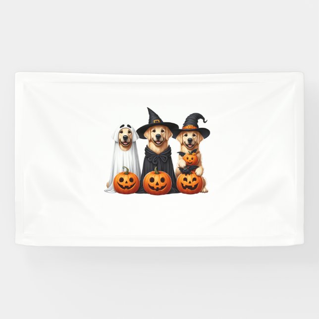 Golden Retriever Ghost Halloween Dog Lovers  Banner (Horizontal)