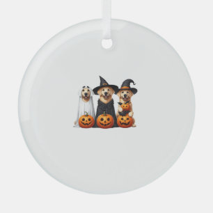 Golden Retriever Ghost Halloween Dog Lovers  Glass Ornament