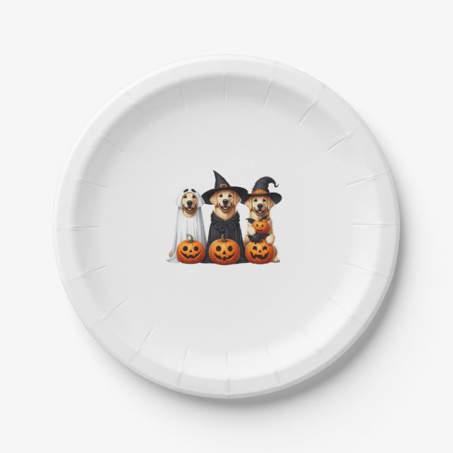 Golden Retriever Ghost Halloween Dog Lovers  Paper Plate (Front)
