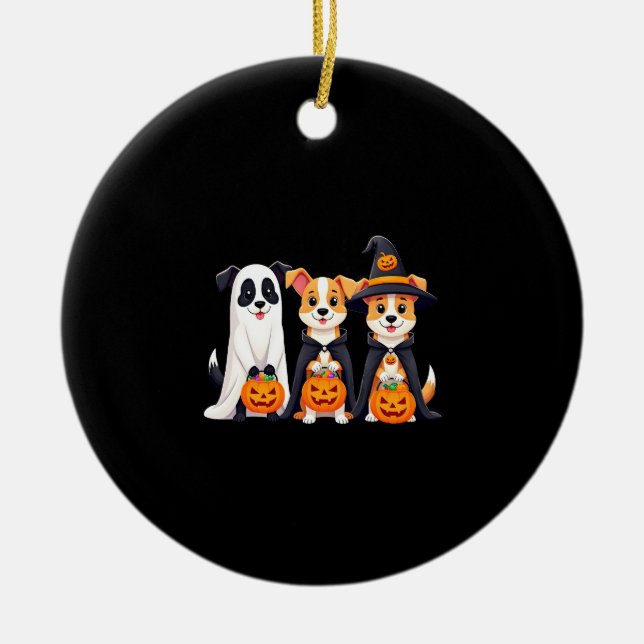 Golden Retriever Ghost Halloween Trick Or Treat Do Ceramic Ornament (Front)