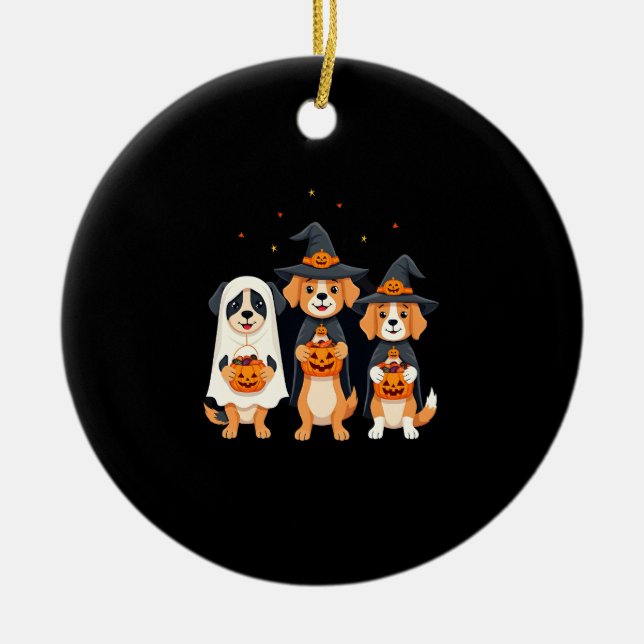 Golden Retriever Ghost Halloween Trick Or Treat Do Ceramic Ornament (Front)