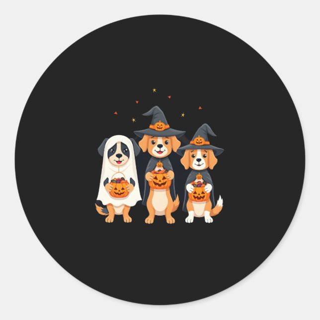 Golden Retriever Ghost Halloween Trick Or Treat Do Classic Round Sticker (Front)