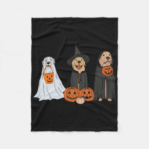 Golden Retriever Ghost Halloween Trick Or Treat Do Fleece Blanket