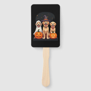 Golden Retriever Ghost Halloween Trick Or Treat Do Hand Fan