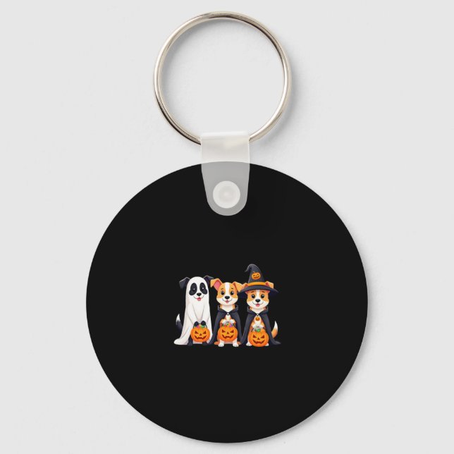 Golden Retriever Ghost Halloween Trick Or Treat Do Keychain (Front)