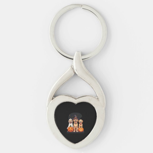 Golden Retriever Ghost Halloween Trick Or Treat Do Keychain (Front)