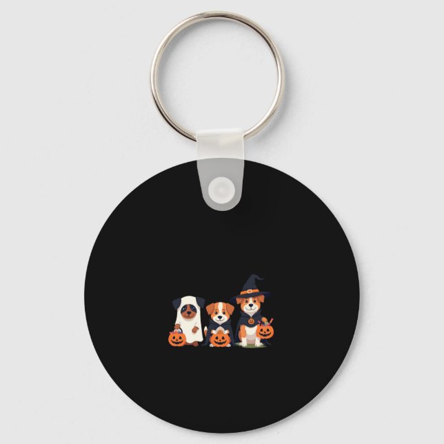 Golden Retriever Ghost Halloween Trick Or Treat Do Keychain (Front)