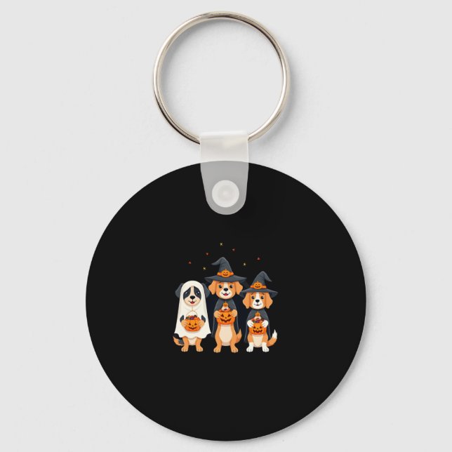 Golden Retriever Ghost Halloween Trick Or Treat Do Keychain (Front)