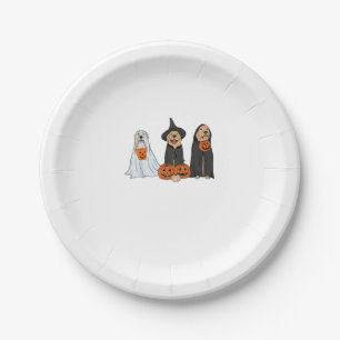 Golden Retriever Ghost Halloween Trick Or Treat Do Paper Plate
