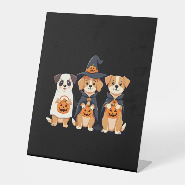 Golden Retriever Ghost Halloween Trick Or Treat Do Pedestal Sign (Front)
