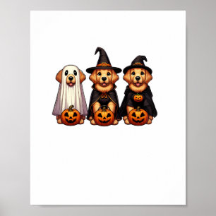 Golden Retriever Ghost Halloween Trick Or Treat Do Poster