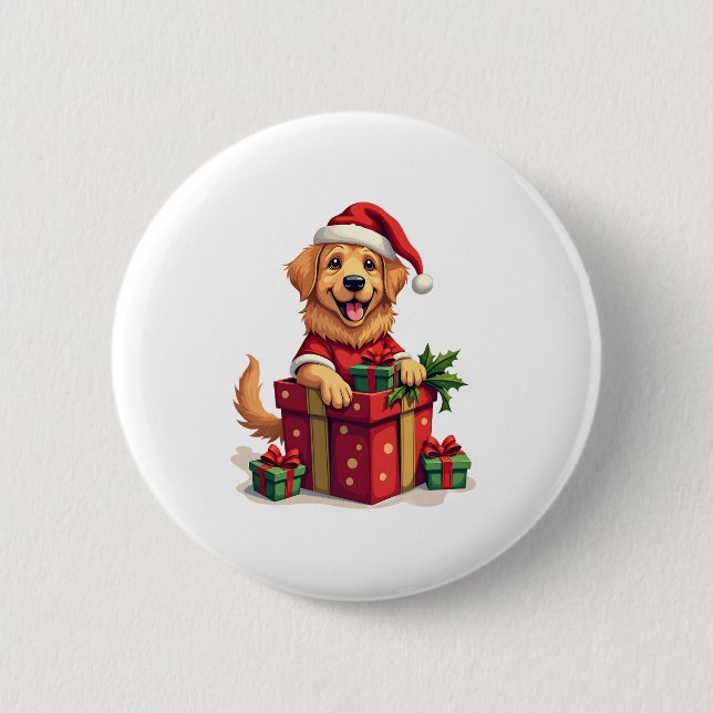 Golden Retriever Gift Wrap 2 Inch Round Button (Front)