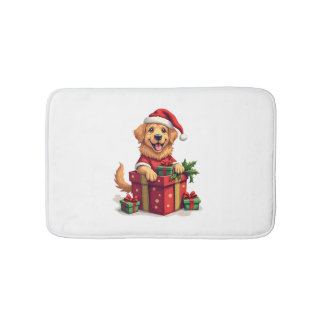 Golden Retriever Gift Wrap Bath Mat
