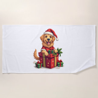 Golden Retriever Gift Wrap Beach Towel