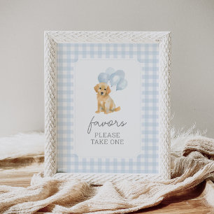 Golden Retriever Gingham Baby Shower Favours Sign