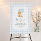 Golden Retriever Gingham Baby Shower Welcome Sign