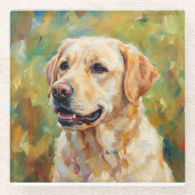 Golden Retriever Glass Coasters for Dog Lovers (Front)