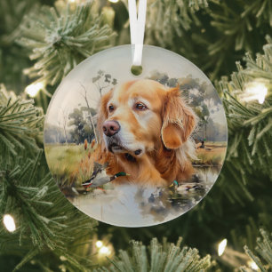 Golden Retriever Glass Ornament