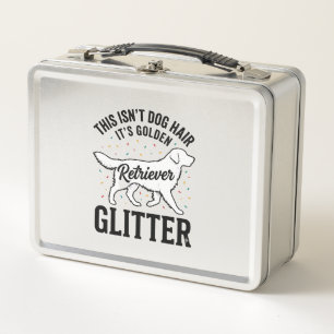 Golden Retriever Glitter Vintage Dog Hair Shirt_1 Metal Lunch Box
