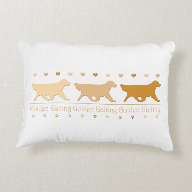 Golden Retriever, gold on white Decorative Pillow (Back)