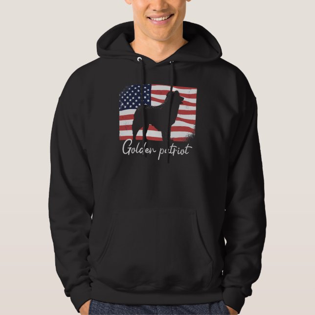 Golden Retriever Golden Retriever On Patriot Ameri Hoodie (Front)