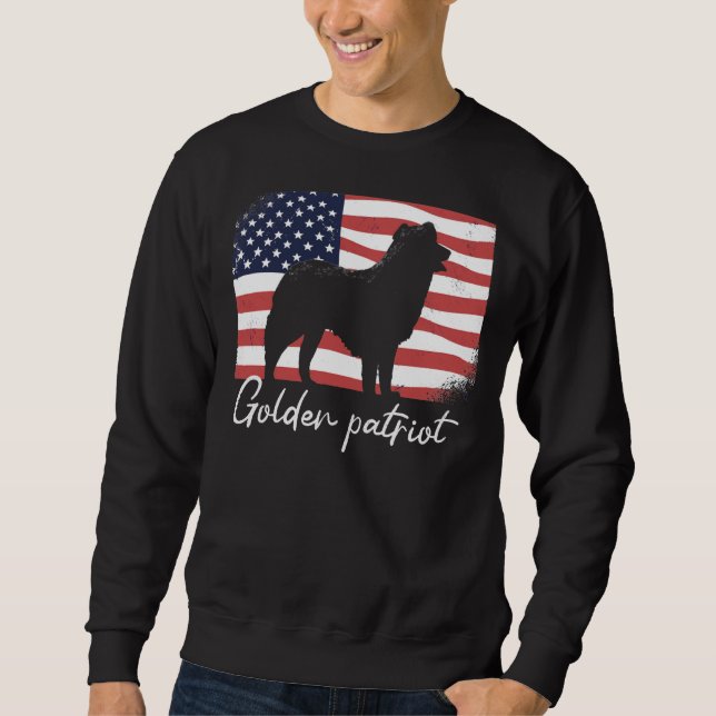Golden Retriever Golden Retriever On Patriot Ameri Sweatshirt (Front)