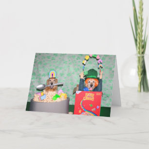 Golden Retriever Good Luck Charm St. Patrick’s Day Holiday Card