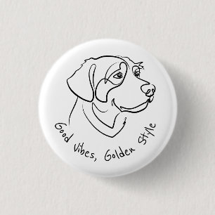 Golden Retriever - Good Vibes, Golden Style 1 Inch Round Button