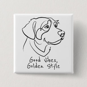 Golden Retriever - Good Vibes, Golden Style 2 Inch Square Button