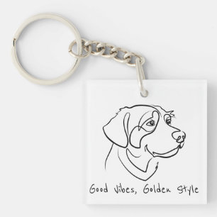 Golden Retriever - Good Vibes, Golden Style Keychain