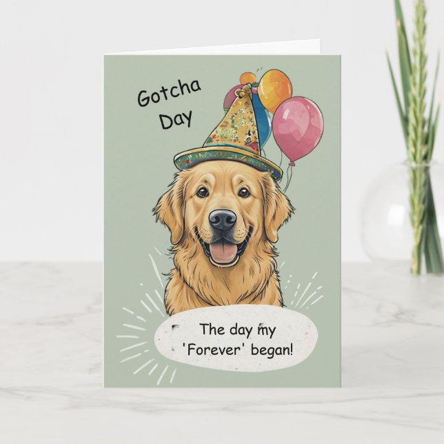 Golden Retriever Gotcha Day Celebration Card (Front)