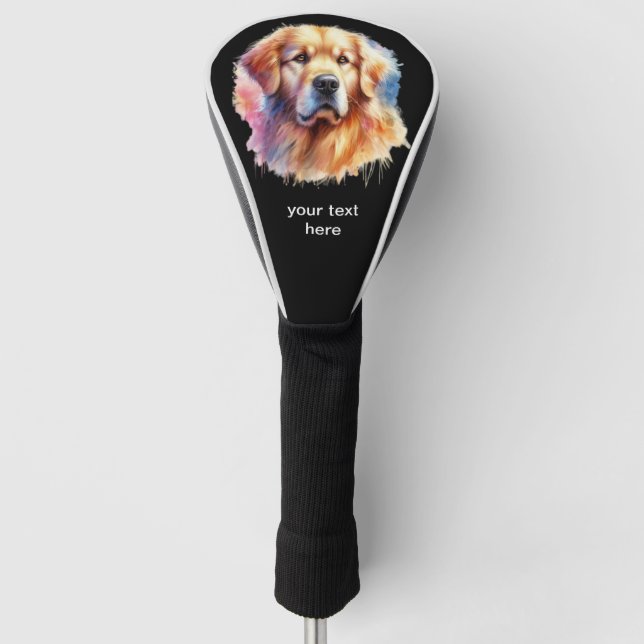Golden Retriever Grace: Watercolor Elegance Golf Head Cover (Front)