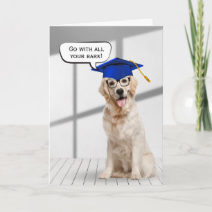 Golden Retriever Graduate With Blue Cap Card