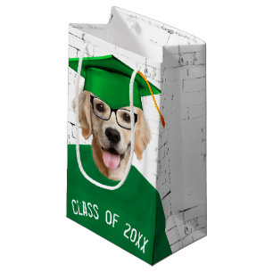 Golden Retriever Graduate with Green T-shirt Small Gift Bag