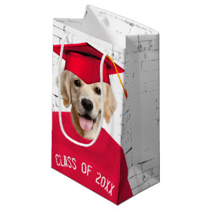 Golden Retriever Graduate with Red Cap Small Gift Bag