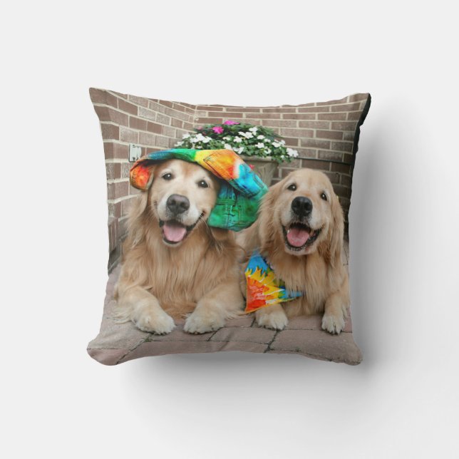 Golden Retriever Groovy Throw Pillow (Front)