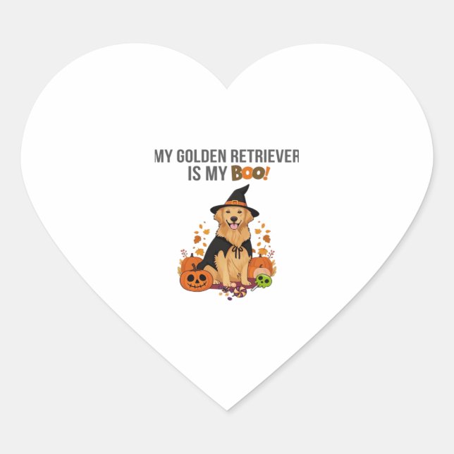 Golden Retriever Halloween Dog  My Golden Retrieve Heart Sticker (Front)