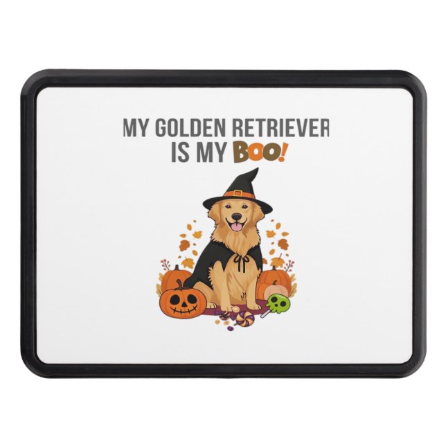 Golden Retriever Halloween Dog  My Golden Retrieve Trailer Hitch Cover (Front)