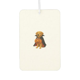 Golden Retriever Halloween Dog with Pumpkin Candy  Air Freshener