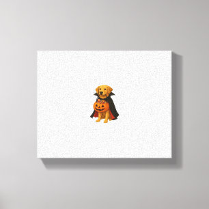 Golden Retriever Halloween Dog with Pumpkin Candy  Canvas Print