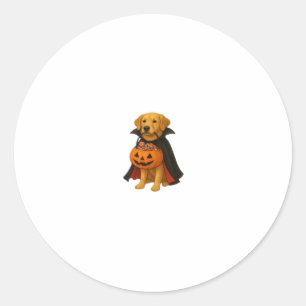 Golden Retriever Halloween Dog with Pumpkin Candy  Classic Round Sticker