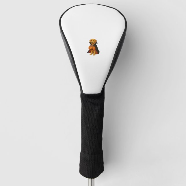 Golden Retriever Halloween Dog with Pumpkin Candy  Golf Head Cover (Front)