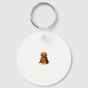 Golden Retriever Halloween Dog with Pumpkin Candy  Keychain