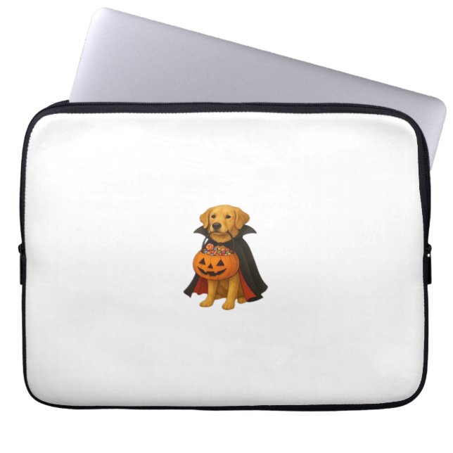 Golden Retriever Halloween Dog with Pumpkin Candy  Laptop Sleeve (Front)