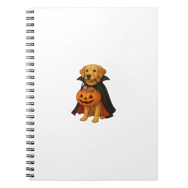 Golden Retriever Halloween Dog with Pumpkin Candy  Notebook (Front)